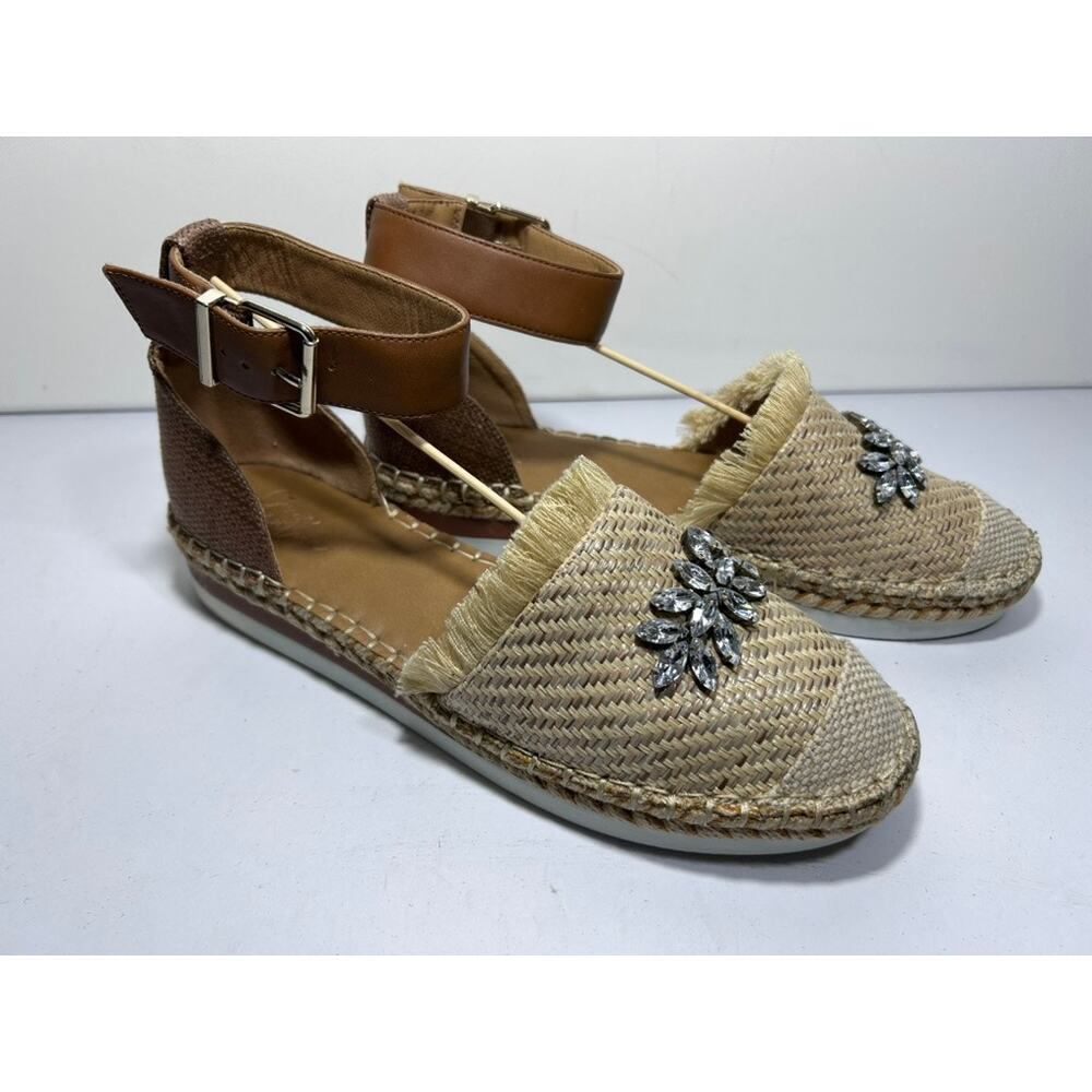 Crown Vintage Bonaire Ankle Strap Rhinestone Wedge Sandals Women’s Size 8.5